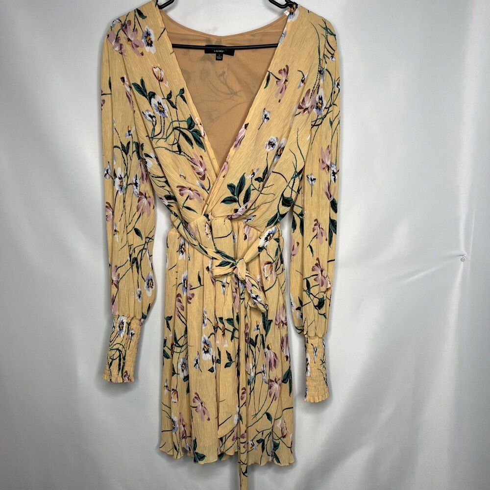 Lulu's Yellow Floral Wrap Midi Dress